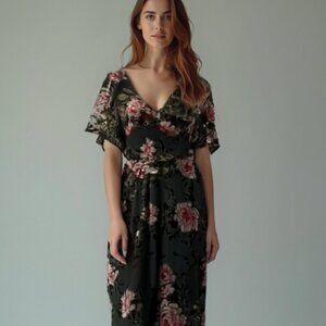 Dex Floral Velor Cocktail Dress S